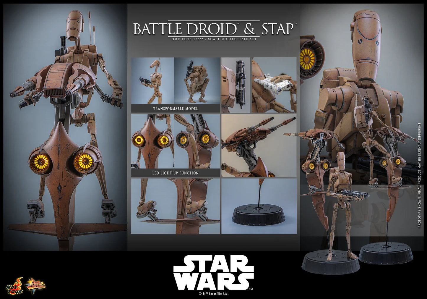 Pre-Order: Star Wars: The Phantom Menace MMS887 Battle Droid & STAP 1/6th Scale Collectible Figure and Vehicle Accessory