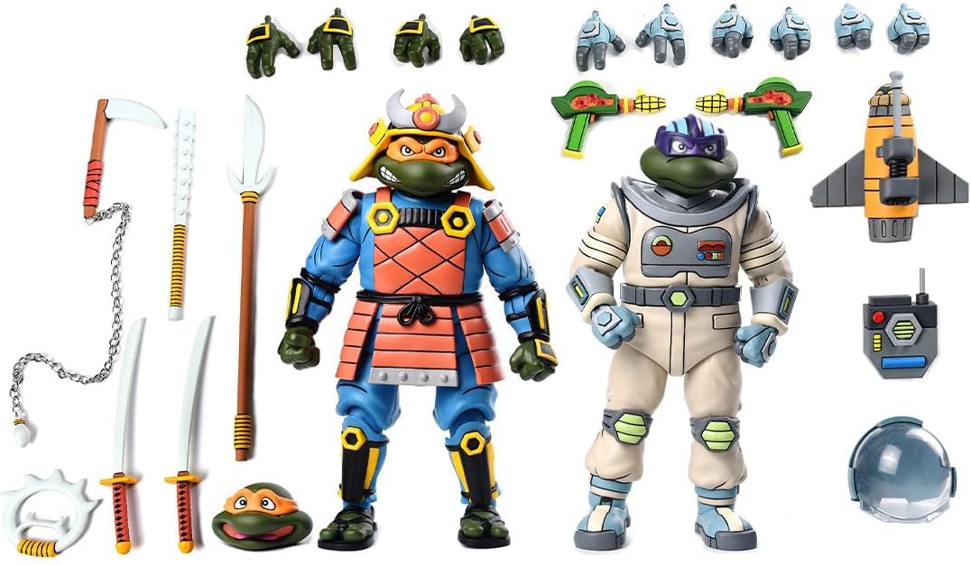 NECA - Teenage Mutant Ninja Turtles (1987 Cartoon) - 7” Scale Action Figures - Space Adventure & Samurai Turtles 2 Pack
