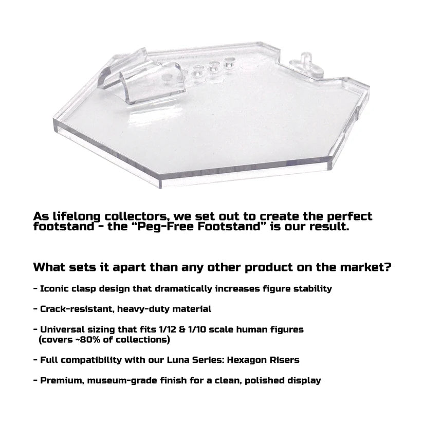 Elevate Figure Displays  Luna Series: Peg-Free Footstands - Clear - Designed for Figures 4in-7in