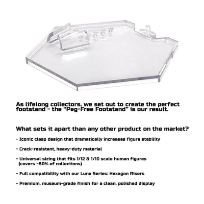 Elevate Figure Displays  Luna Series: Peg-Free Footstands - Clear - Designed for Figures 4in-7in