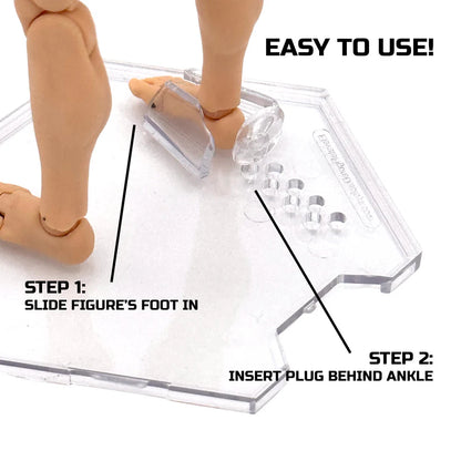 Elevate Figure Displays  Luna Series: Peg-Free Footstands - Clear - Designed for Figures 4in-7in