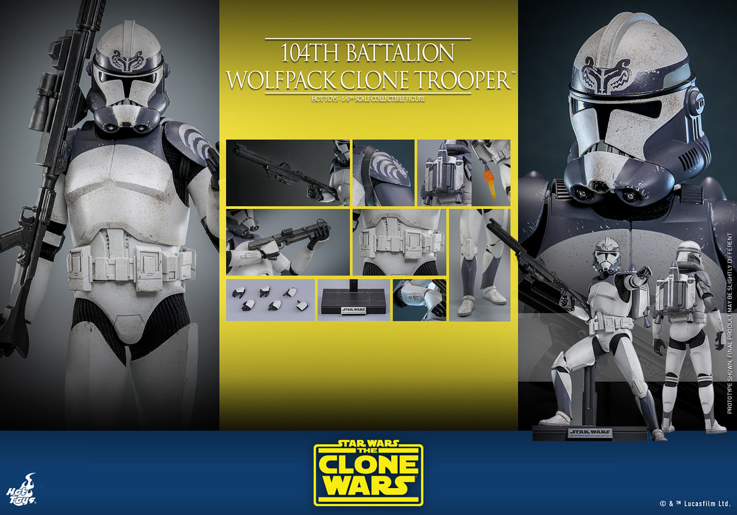 Star Wars: The Clone Wars TMS142 104th Battalion Wolfpack Clone Trooper 1/6th Scale Collectible Figure